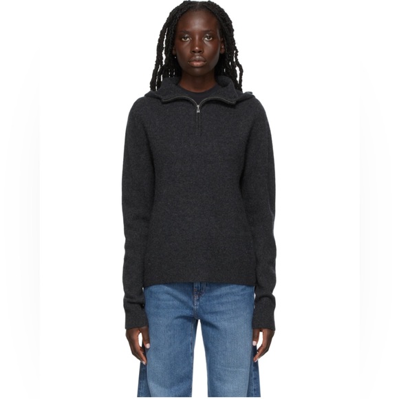 Toteme Sweaters - Charcoal gray TOTÊME Cashmere Quarter-Zip classy Hoodie